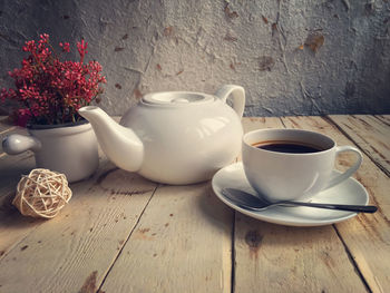 Coffee cup on table