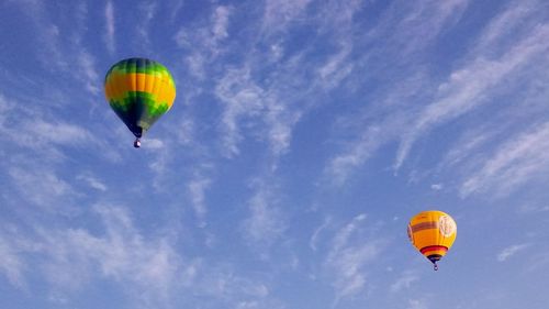 Low angle view of hot air balloon against sky