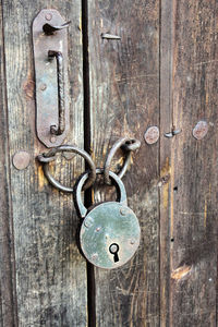 Close-up of closed wooden door