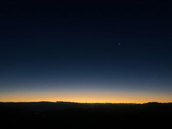 Scenic view of silhouette landscape against clear sky at night