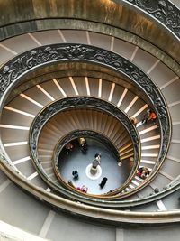 High angle view of spiral staircase