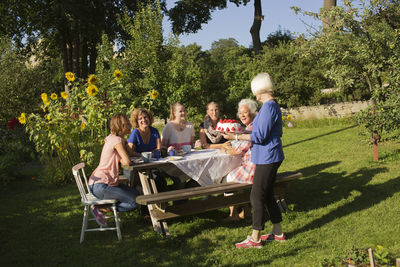 Women enjoying garden party