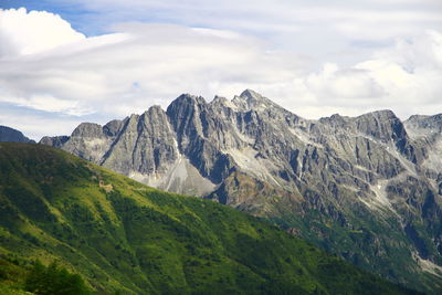 Scenic view of mountains against sky