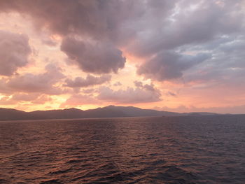 Scenic view of sea against cloudy sky