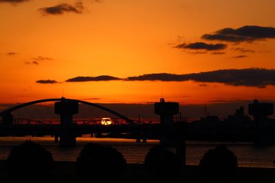 Silhouette of bridge during sunset