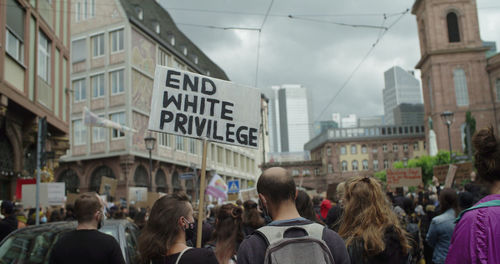 People on street in city