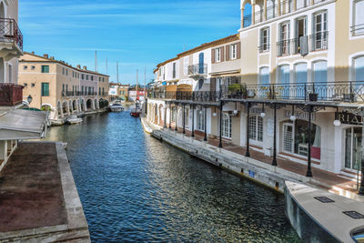 View of canal in city