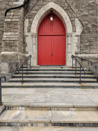 Closed door of building