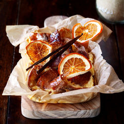 High angle view of orange on table