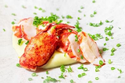 Close-up of food in plate on table