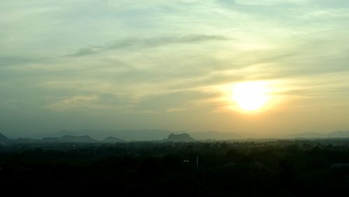 Scenic view of silhouette landscape against sky during sunset