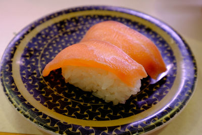 Close-up of sushi in plate