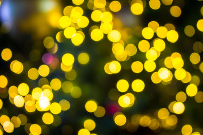 Defocused image of illuminated lights at night