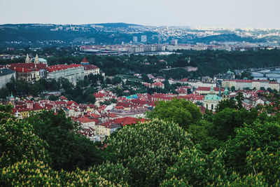 High angle view of townscape against sky