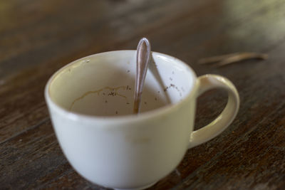 Close-up of coffee cup on table