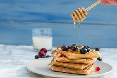 Close-up of dessert in plate on table
