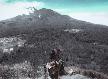 Scenic view of mountain range against sky