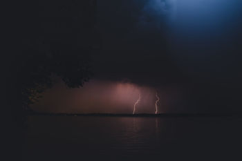 Scenic view of sea against sky at night