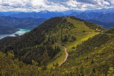 High angle view from the jochberg to herzogstand and walchensee 