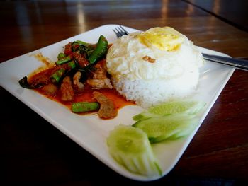 Close-up of meal served in plate