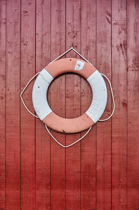 Minimalistic lifebuoy on a boat house, godøy, sunnmøre, møre og romsdal, norway.