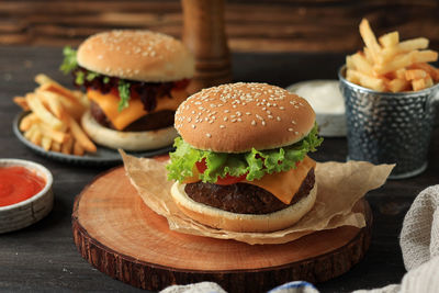 Close-up of food on table