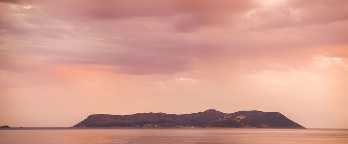 Scenic view of sea against cloudy sky