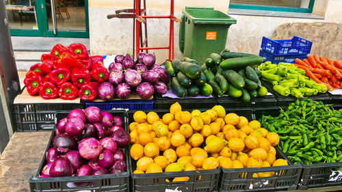 Various fruits for sale at market stall