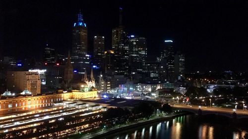 City lit up at night