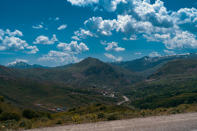 Scenic view of mountains against sky