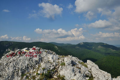 Scenic view of rocky mountains against sky