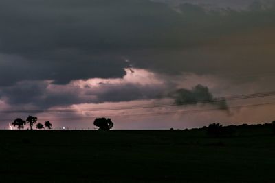 Scenic view of silhouette field against sky during sunset