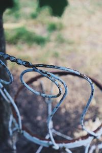 Close-up of rope on field