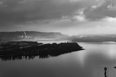 Scenic view of lake against sky