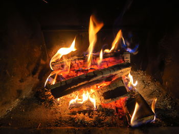 Close-up of bonfire at night