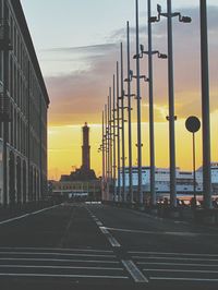 View of city at sunset