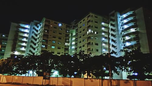 Low angle view of building at night