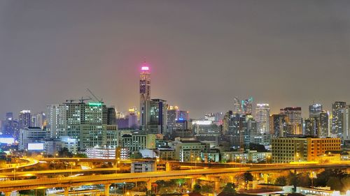 Illuminated city at night