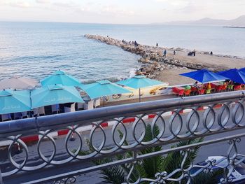 High angle view of beach against sky