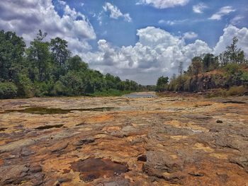 Scenic view of land against sky