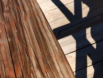 High angle view of wooden floor