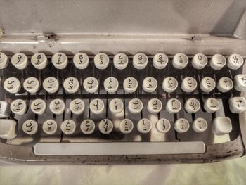 High angle view of old typewriter