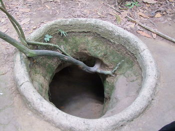 High angle view of cu chi tunnels entrance