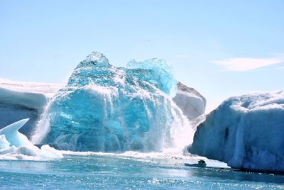 Scenic view of sea against clear sky