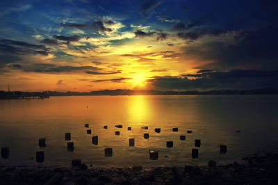 Scenic view of sea against sky during sunset