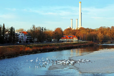 View of factory against sky