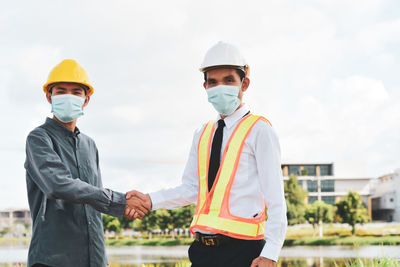 Man working with umbrella