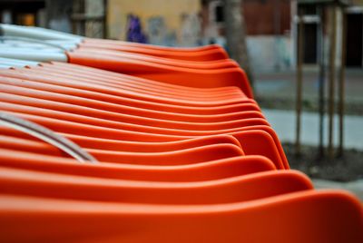 Close-up of empty seats in row