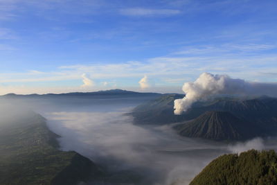 Scenic view of volcanic landscape against sky