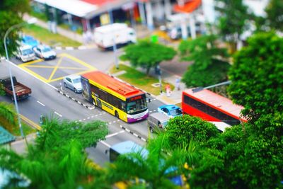 View of train on road